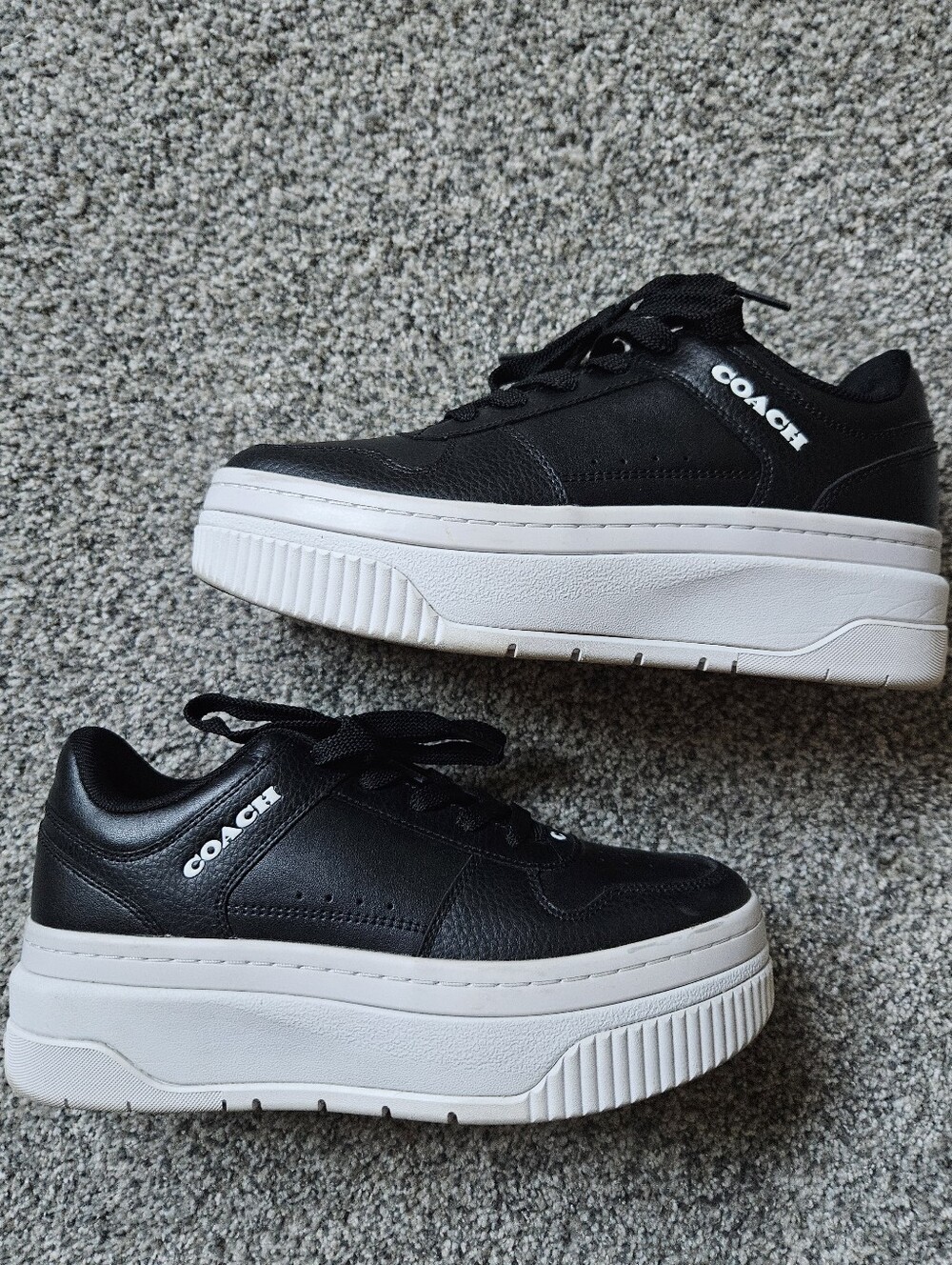 Coach Black and White Platform Sneakers Size 8